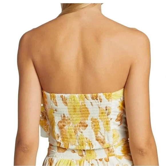 💥HOST PICK💥 ba&sh Naimee Yellow Floral  Strapless Stretch Tube Top Size 8 - Picture 2 of 14